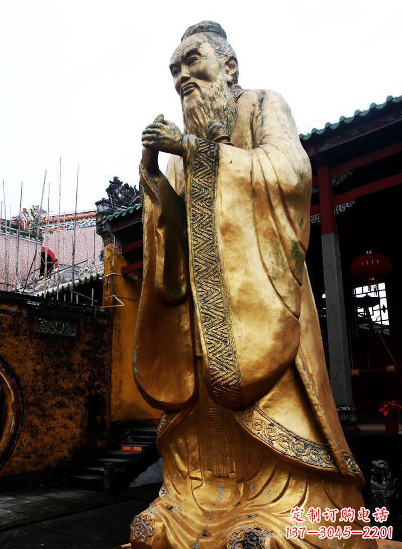河南精致黄铜孔子雕塑,永久流传中华文化