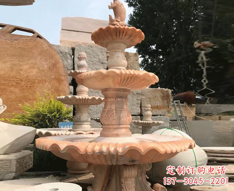 河南黄锈石喷泉雕塑