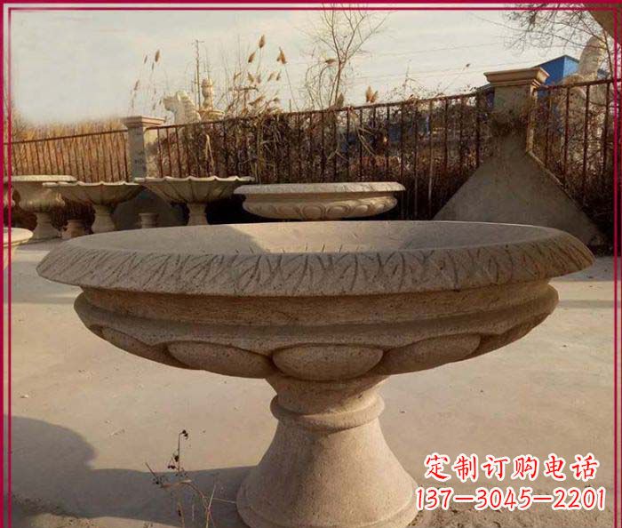 河南黄锈石花盆雕塑,让花园更加美丽