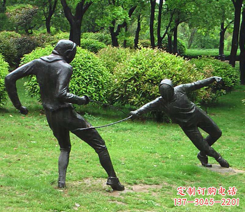 河南击剑运动员铜雕