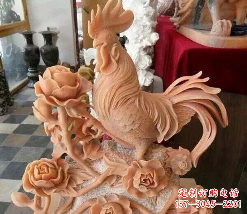 河南国家元素:吉祥如意公鸡石雕