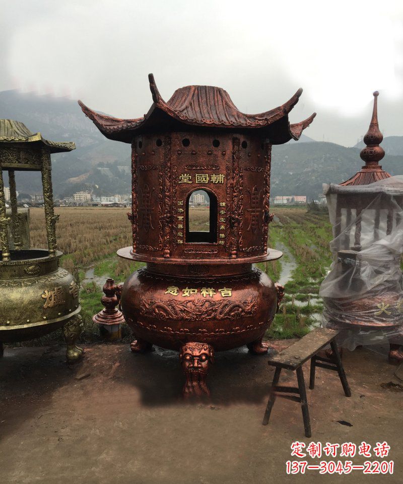 河南锻铜吉祥如意香炉雕塑