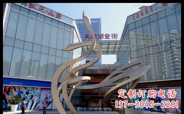 河南高雅大气的不锈钢抽象天鹅雕塑