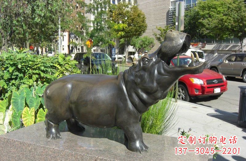 河南街边河马铜雕