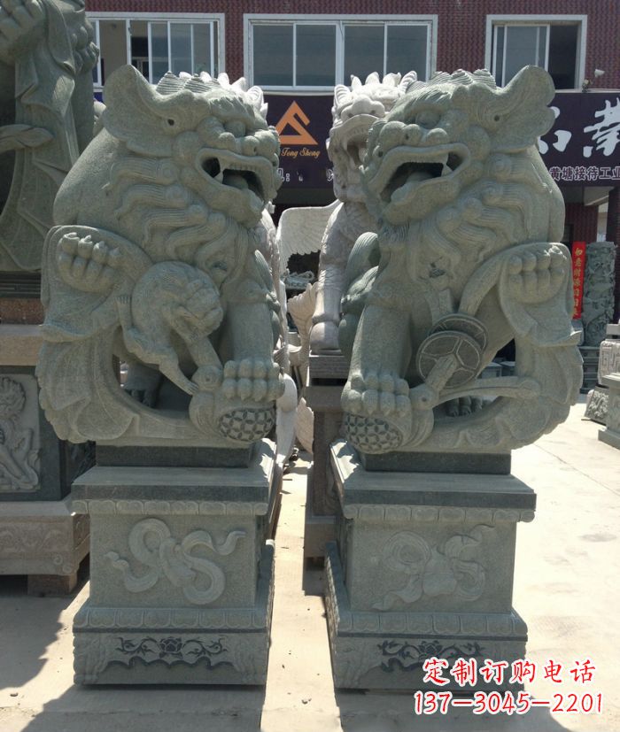河南街边景观南方狮子石雕 (2)