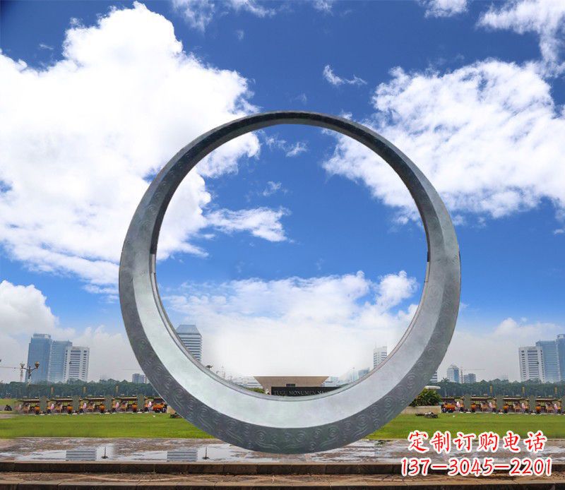 河南景观美化,中领雕塑不锈钢圆环雕塑