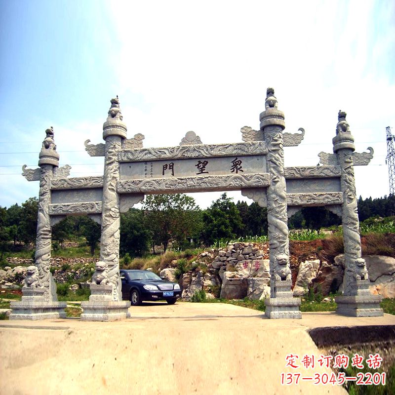 河南景区大门华表牌坊石雕
