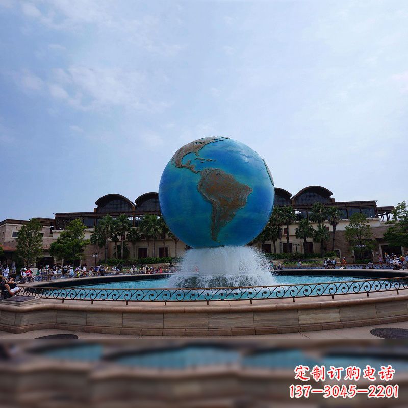 河南视觉奇景,不锈钢水景喷泉地球仪雕塑