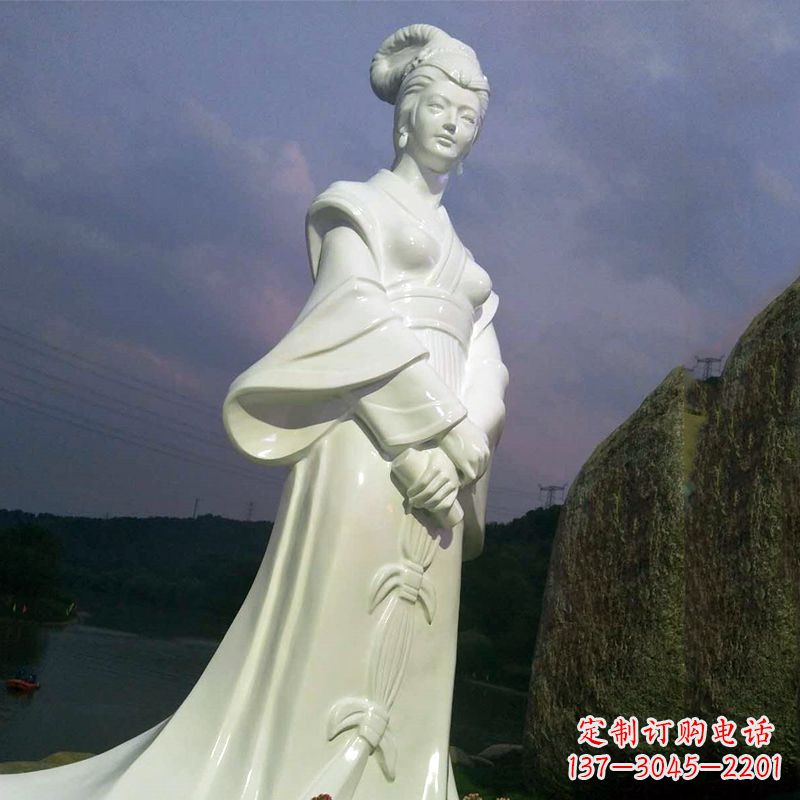 河南景区历史名人古代著名美女西施汉白玉石雕像