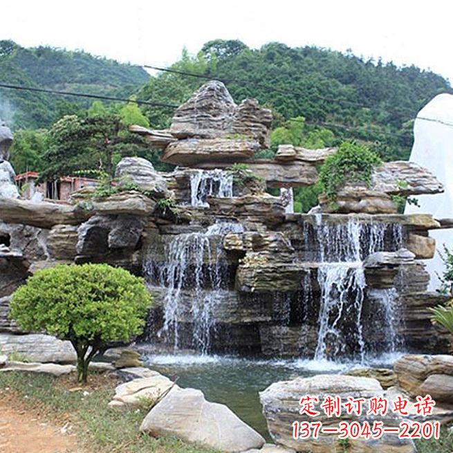河南领雕塑让您的景区更精彩——奇石流水假山雕塑
