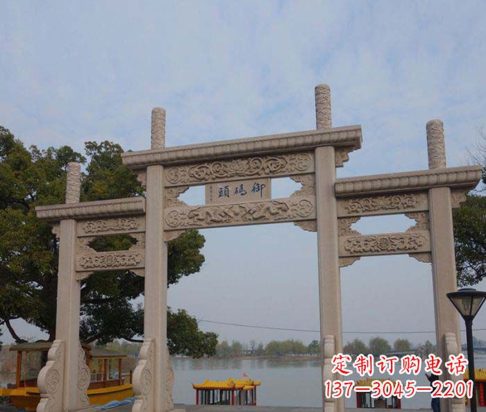 河南景区三门古典牌坊石雕