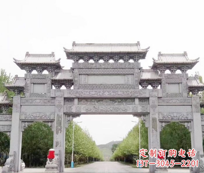 河南三门石雕牌坊,独具特色的地标雕塑