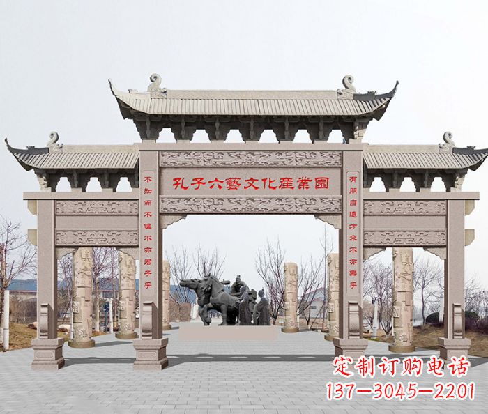 河南景区三门石雕牌坊-高质美观可靠的雕塑装置