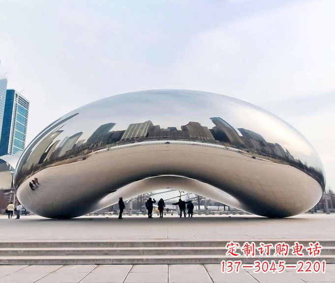 河南镜面不锈钢大型创意拱门雕塑