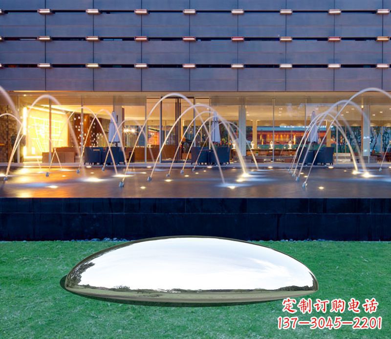 河南镜面不锈钢鹅卵石雕塑