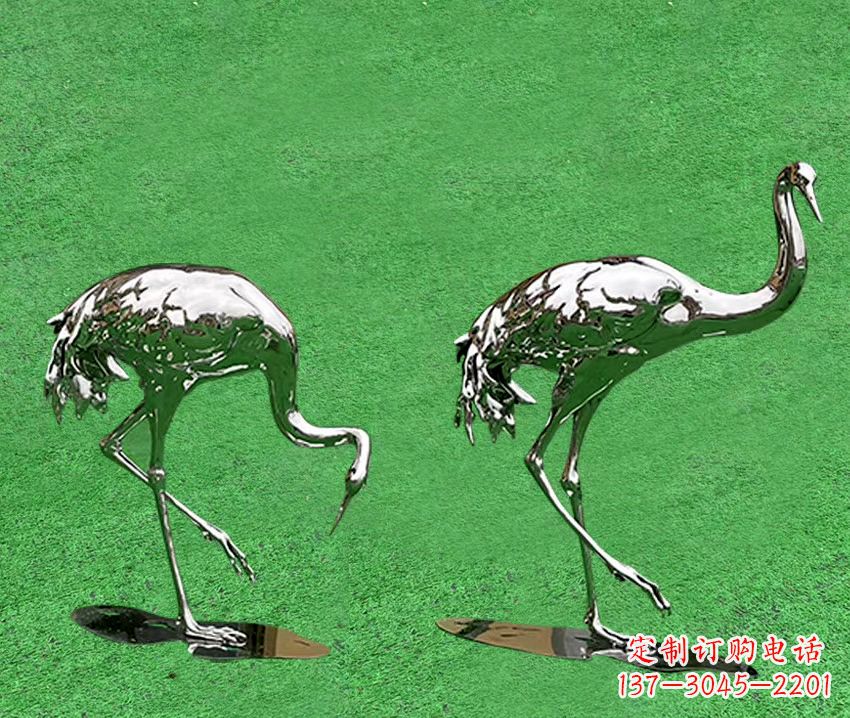 河南镜面不锈钢动物鹤雕塑