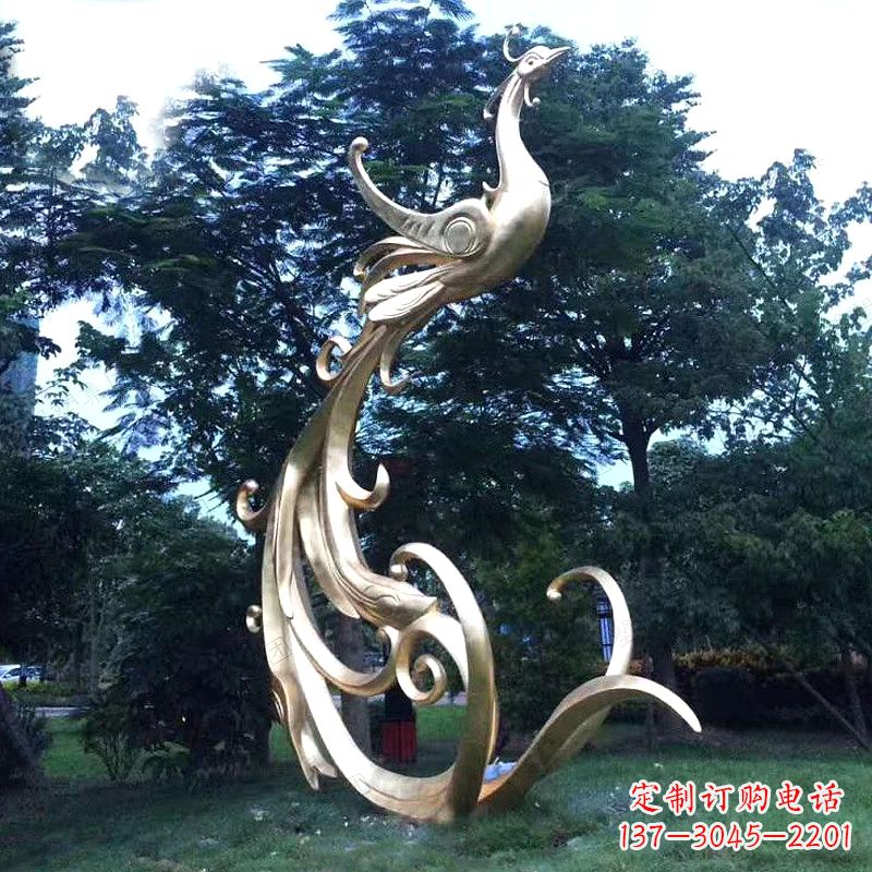河南精美镜面不锈钢凤凰雕塑
