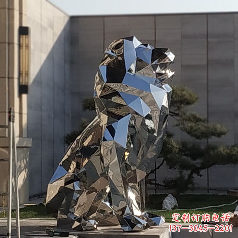 河南现代狮子雕塑,金属时尚与艺术完美结合