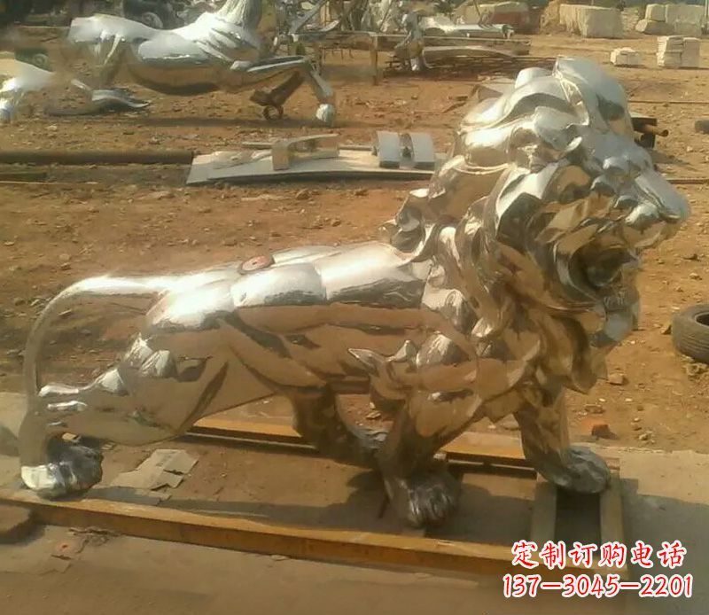 河南镜面不锈钢狮子雕塑