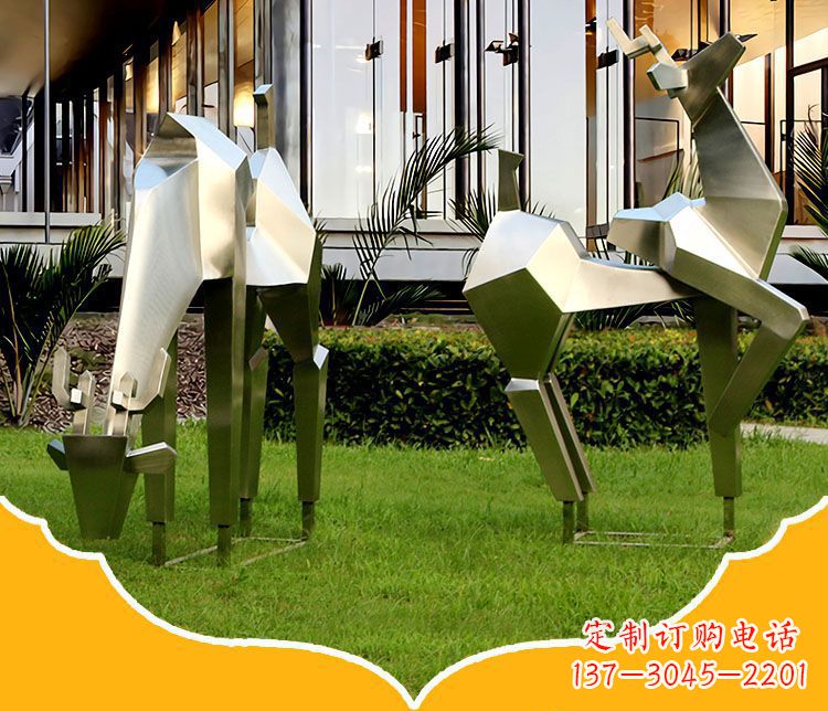 河南镜面福鹿不锈钢雕塑