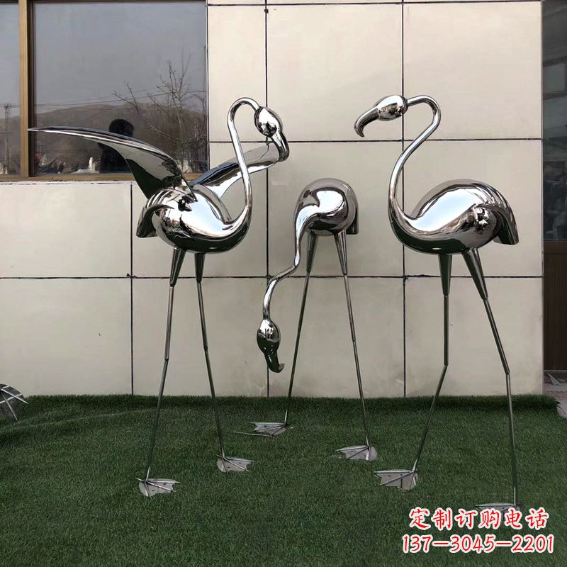 河南魅力传递,不锈钢仙鹤雕塑