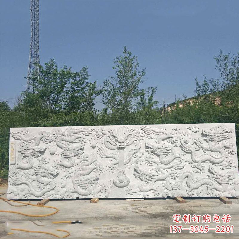 河南九龙壁汉白玉浮雕,让艺术墙面独具特色