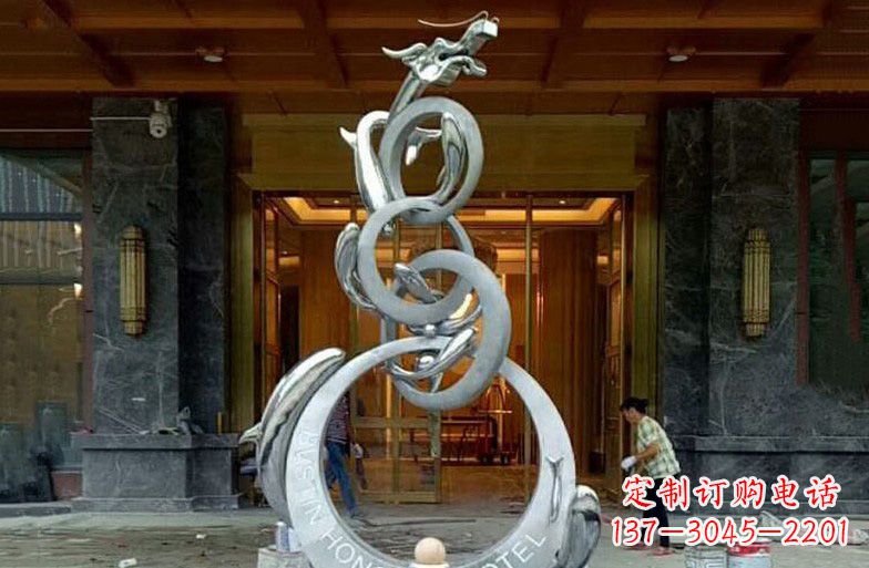 河南中领雕塑高端定制不锈钢龙门雕塑