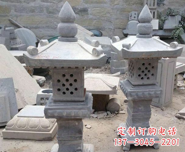 河南酒店景观镂空石灯石雕
