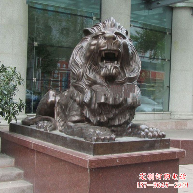 河南酒店门口看门港币狮子铜雕塑