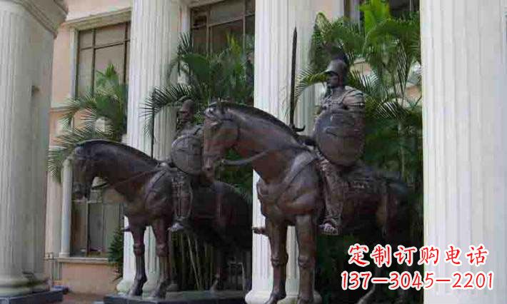 河南酒店门口骑马的罗马士兵人物铜雕