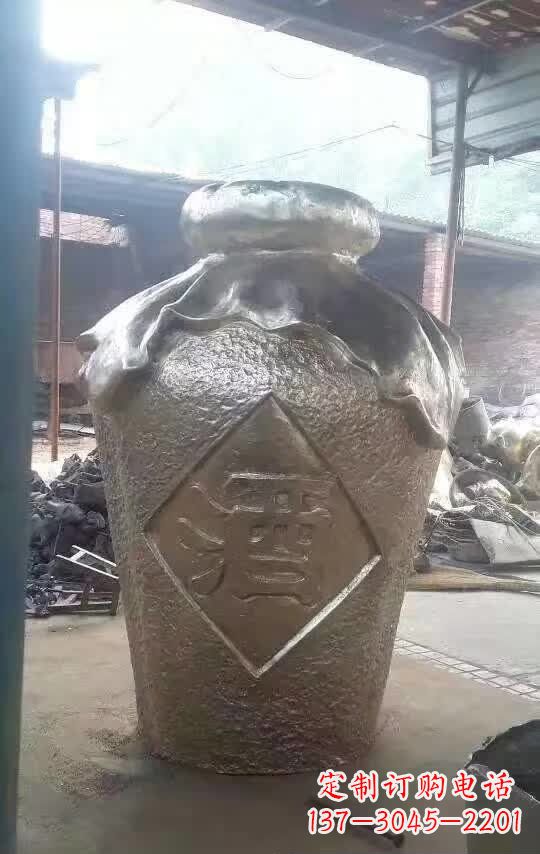 河南传统文化气质的酒坛铜雕