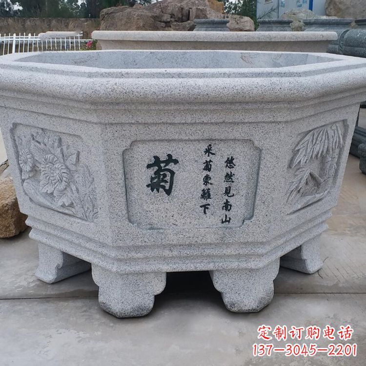 河南精美砂岩花盆雕塑,点缀精致家居