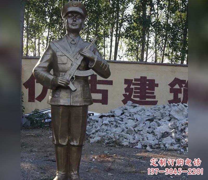 河南军人战士人物铜雕