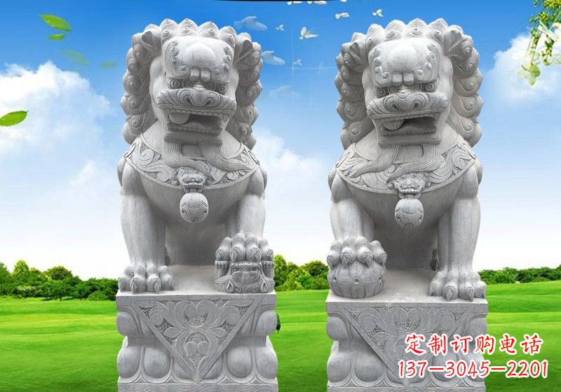河南风采傲人的狮子石雕