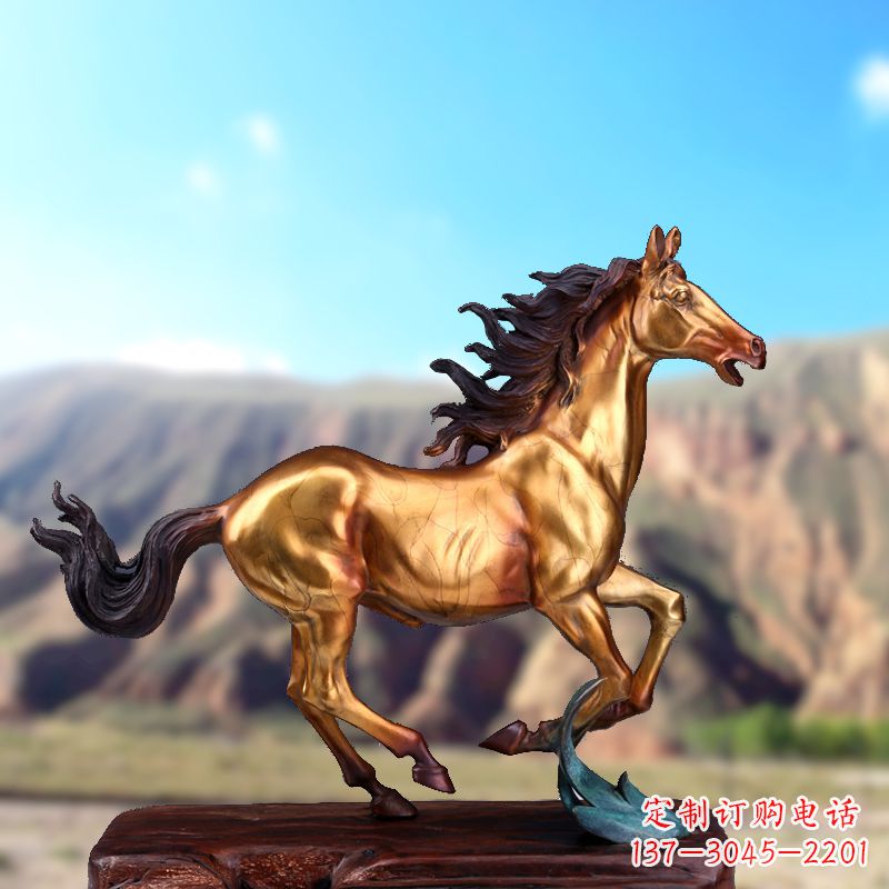 河南烤漆铜动物雕塑,精美马雕