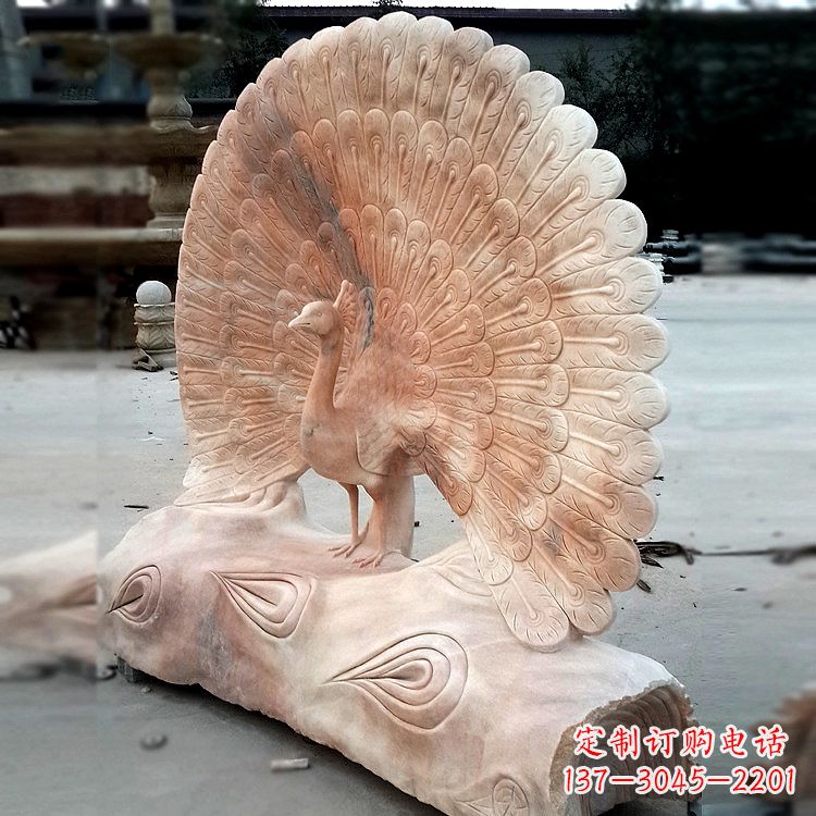 河南艺术精美的孔雀石红雕塑