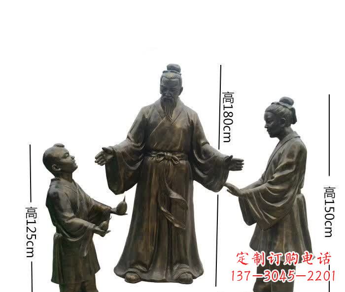 河南经典传承,孔融让梨人物铜雕