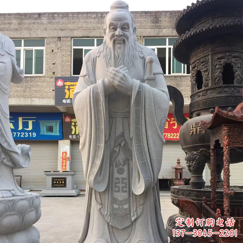 河南传承古典,精美绝伦的孔子石雕头像