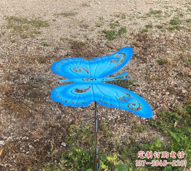 河南蓝色不锈钢铁艺蝴蝶雕塑