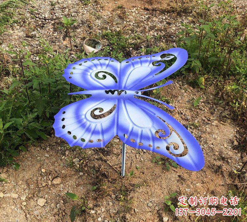 河南蓝紫色不锈钢蝴蝶雕塑