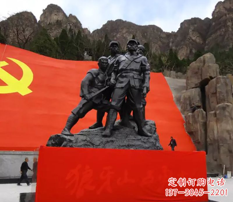 河南狼牙山五壮士烈士铜雕,永载革命先烈光辉