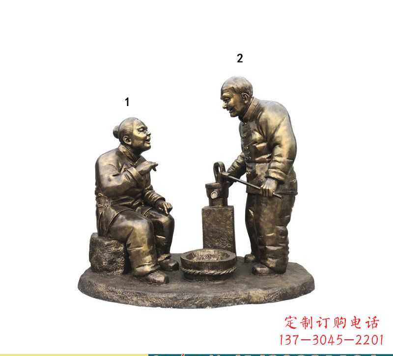 河南老人铜雕