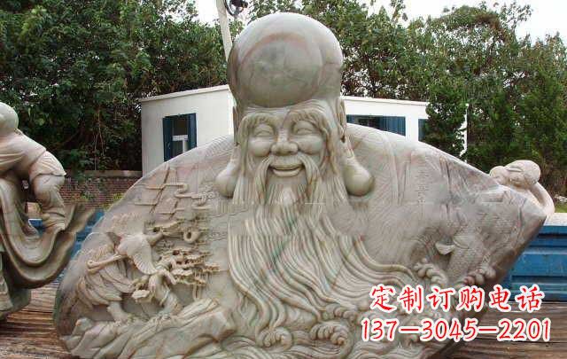 河南大型寿星胸像石雕,体现特定文化精神
