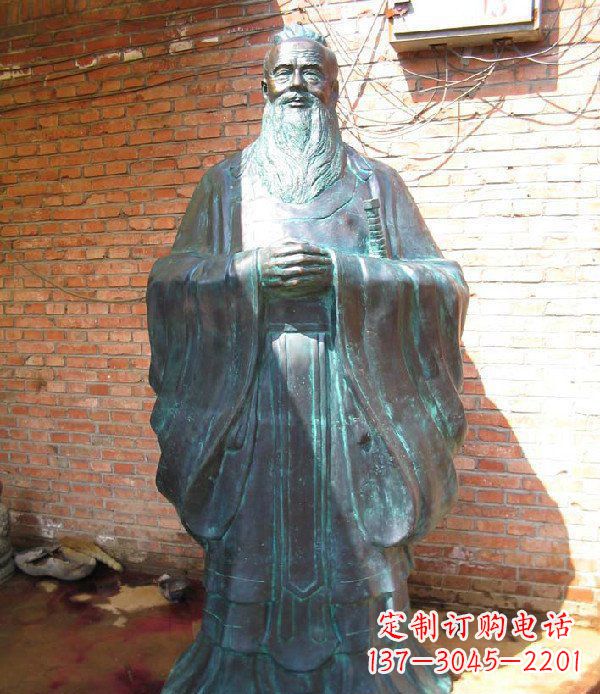 河南老子校园历史名人铜雕,给您的经典力量