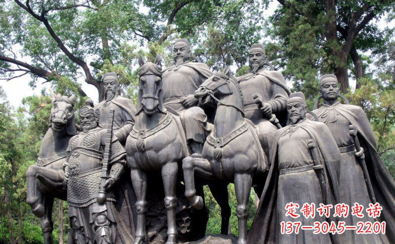 河南李世民领兵名人铜雕,永久流传霸业辉煌