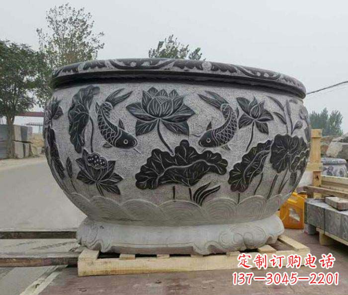 河南中领雕塑出品,精致仿古圆水缸雕塑