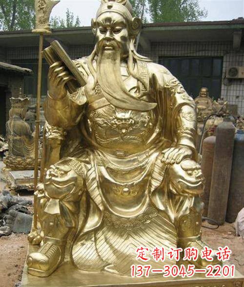 河南精美绝伦,鎏金关公铜雕