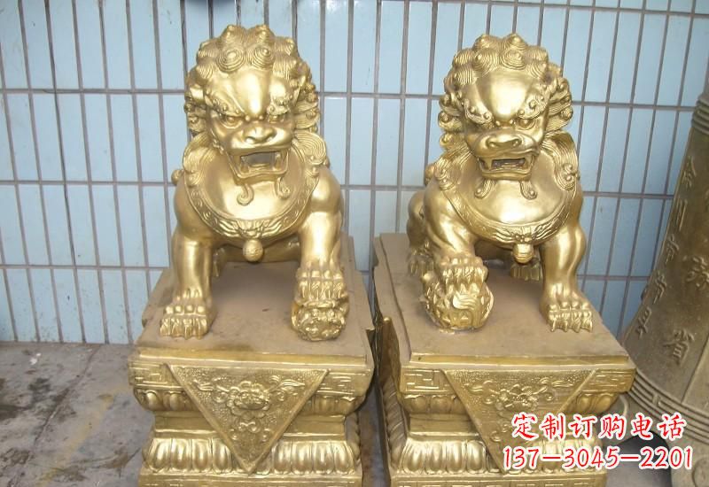 河南北京狮子雕塑,高雅典雅的手工鎏金铜制品
