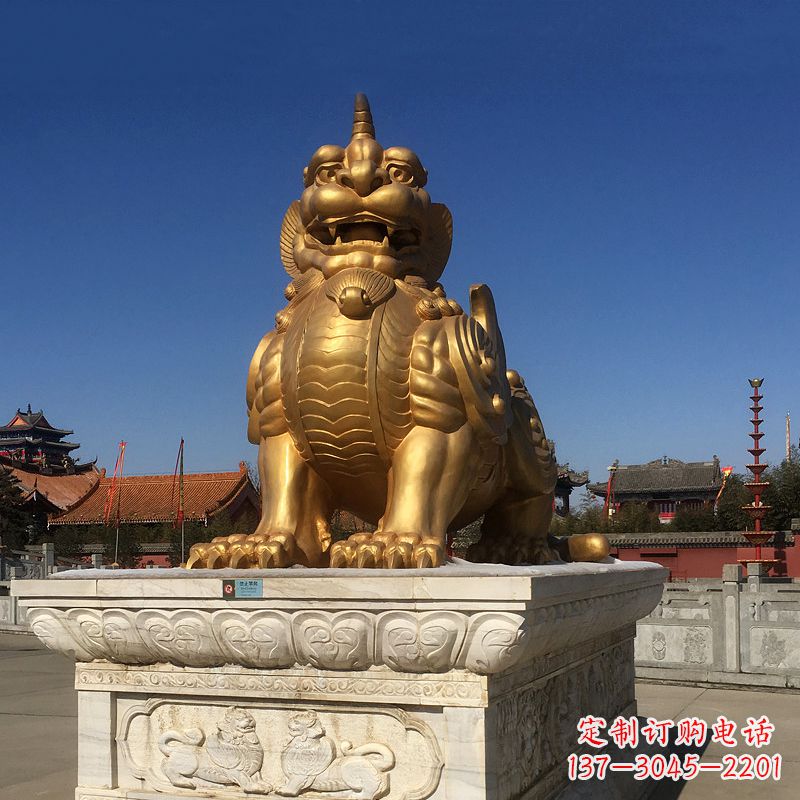 河南鎏金獬豸铜雕,为您提供精美的景观雕塑