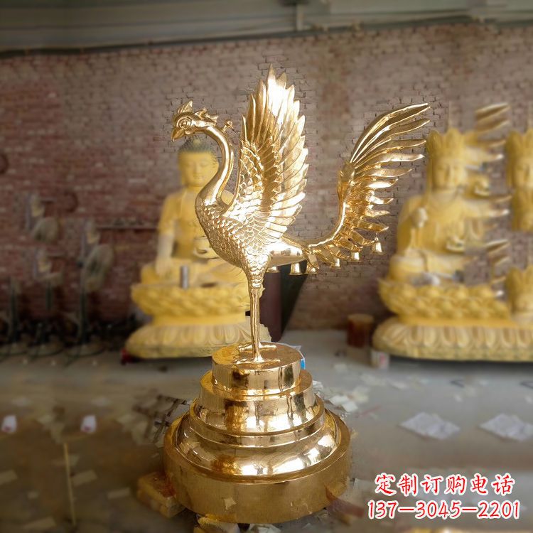 河南鎏金朱雀铜雕摆件